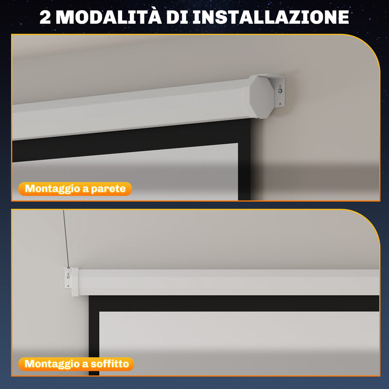 Telo Proiettore  84"" Formato 4:3 a Parete o Soffitto 181x8x138 cm Bianco 