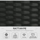 Set Salotto da Giardino Divano Angolare con Pergola Gazebo in Rattan Nero e Beige