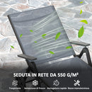Lettino Prendisole da Giardino Pieghevole 72x158x84 cm Reclinabile in 5 Posizioni in Metallo e Textilene Grigio  