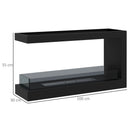 Camino a Bioetanolo da Incasso 100x30x55 cm Bruciatore 2,4L Nero