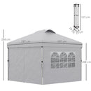 Gazebo da Giardino 297x297x284 cm con Altezza Regolabile su 3 Livelli e Finestre Grigio Chiaro   