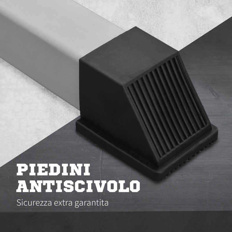 Set 2 Supporti per Bilanciere con 3 Ganci Altezza Regolabile e Portata 200kg in Acciaio    