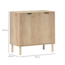 Madia Mobile Soggiorno Multiuso  78x40x77,5 cm Pannello a Doghe in Legno Rovere  
