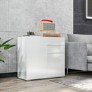 Credenza Moderna con 2 Armadietti e 2 Cassetti con Apertura a Pressione 79x36x74 cm  Bianco Lucido