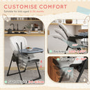 Seggiolone Pappa Pieghevole per Bambini 70x53x107 cm Altezza Regolabile e Schienale Inclinabile Nero e Bianco