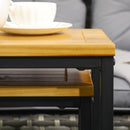 Set 2 Tavolini da Giardino in Metallo e Legno di Pino