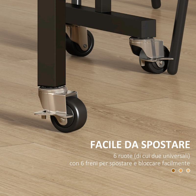 Tavolo Pieghevole Salvaspazio per 4-6 Persone con Ruote 120x80x73 cm Grigio 