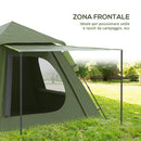 Tenda da Campeggio per 2 Persone Impermeabile 210x210x150 cm con Veranda Verde   