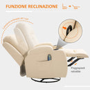 Poltrona Relax Massaggiante e Reclinabile 85x94x104 cm in Similpelle Crema