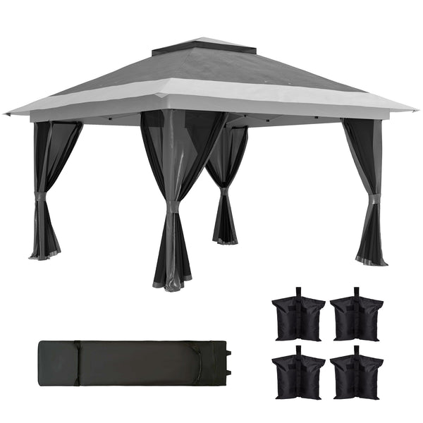 acquista Gazebo da Giardino Pop-Up 356x356x280 cm Altezza Regolabile e Protezione UPF50+ Borsa con Ruote Grigio