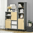 Mobile Multiuso 4 Ripiani 2 Ante 80x38x112,5 cm in Truciolato Grigio e Quercia