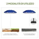 Ombrellone da Giardino Ø160x205  cm Spiaggia Inclinabile in Acciaio e Poliestere Blu