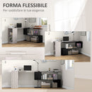 Scrivania Angolare da Ufficio 140x120x78 cm con Cassetti e Scaffale Girevole Grigio effetto Legno  