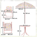 Set da Giardino per Bambini 2-5 Anni con Tavolino 2 Sedie e un Ombrellone Rosa    