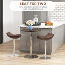 Tavolo Alto da Bar con Altezza Regolabile Piano Girevole e Base Ø60x69-91 cm in Acciaio Marrone