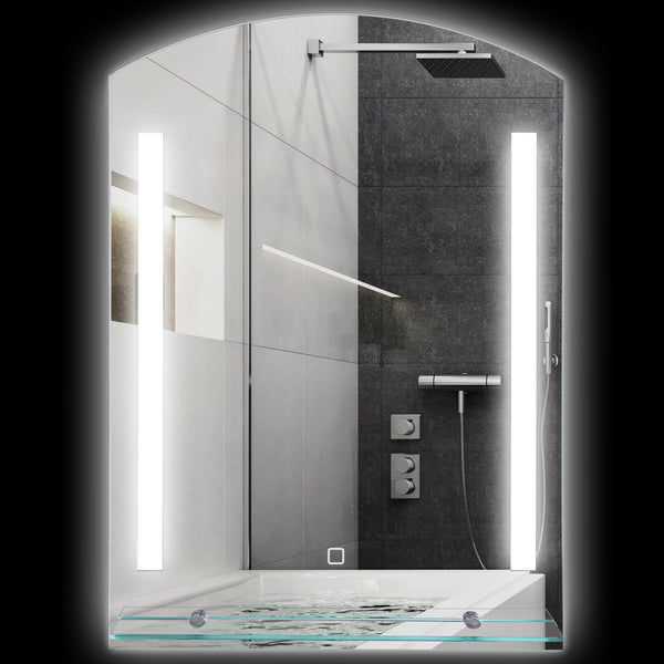 Specchio Bagno a Parete Luce LED a 3 Colori Mensola in Vetro 50x12x70 cm online