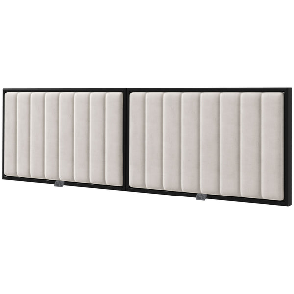 sconto Testiera Letto Matrimoniale Imbottita in Velluto a Parete per Letti da 180cm   Crema