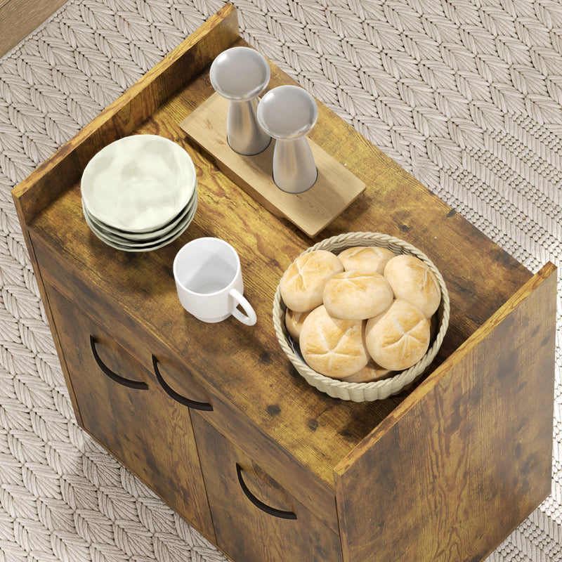 Carrello Isola da Cucina Armadietto con Ruote 60x40x77cm Marrone Rustico   