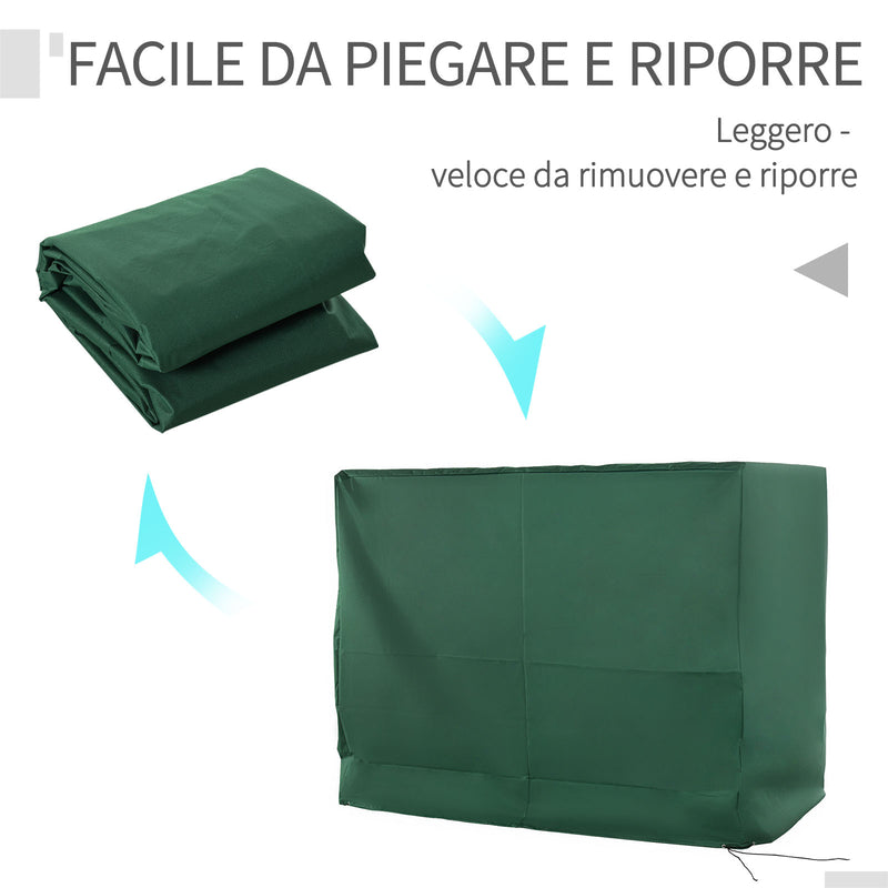 Copertura per Dondolo da Giardino a 3 Posti 240x133x185 cm Tessuto Oxford con Chiusura a Corda Verde   Verde