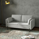 Divano 2 Posti 143x73x77 cm in Tessuto Effetto Lino Grigio