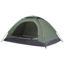 Tenda da Campeggio 2 Posti  206x152x110 cm con Porta a Cerniera Zanzariera e Finestre a Rete Verde