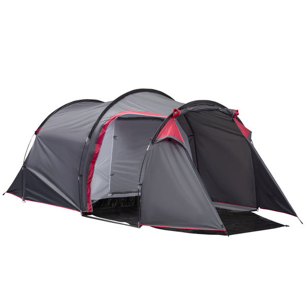 sconto Tenda da Campeggio 2 Posti 426x206x154 cm con Vestibolo e Porte con Cerniera Grigio
