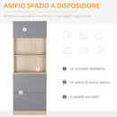 Madia Credenza per Cucina 2 Cassetti e Armadietto 60x38x168 cm in Legno  Grigio