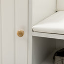 Scarpiera da Ingresso con Seduta Imbottita e Armadietto 80x33x49 cm Bianco  