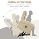 Poltrona Alzapersona Elettrica Massaggiante 98x96x105 cm in Similpelle Crema