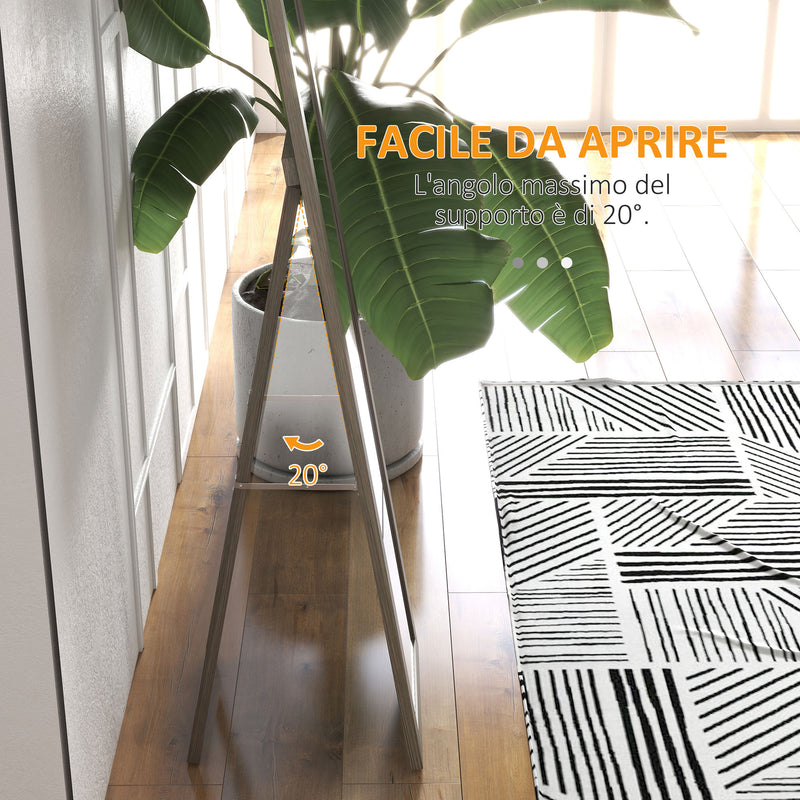 Specchio Verticale da Parete o da Terra 37x40x155 cm con Cornice in MDF Grigio