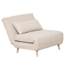 Poltrona Letto 3 in 1 con Schienale Reclinabile in 6 Posizioni 94x78x80 cm  Beige