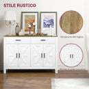 Credenza Stile Rustico con 2 Cassetti e 2 Armadietti 120x39,3x82,5 cm Bianco  