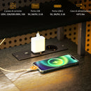 Scrivania per PC 120x 50x89,5 cm Reversibile con Prese Elettriche Luci e Supporto Monitor Nero   