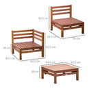 Set Salotto da Giardino con Divanetto Modulabile Cuscini e Tavolino in Legno