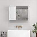 Pensile Bagno Armadietto con Specchio e Ripiani Regolabili 65x15x49 cm in Vetro e Legno Bianco