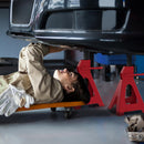 Set 2 Cavalletti Auto 6 Tonnellate di Capacità Altezza 38,5-60 cm Acciaio al Carbonio e Ghisa Rosso  