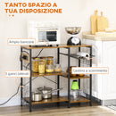 Mobile da Cucina 90x40x83 cm con Presa di Corrente e USB in Acciaio e Truciolato Marrone