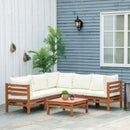 Set Salotto da Giardino con Divanetto Modulabile Cuscini e Tavolino in Legno