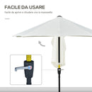 Ombrellone Semicircolare 200x190x240 cm Tettuccio Anti UV Crema   