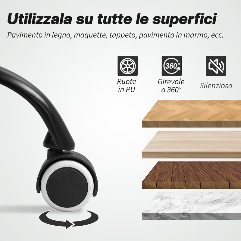 Sedia Operativa da Ufficio Reclinabile in Pelle PU Nero  