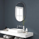 Specchio Bagno Ovale da Parete con Cornice in Alluminio 60x90 cm Verticale o Orizzontale Argento