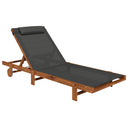 Lettino Prendisole 84x200x101 cm Schienale Regolabile su 4 Posizioni in Legno e Textilene Nero  