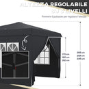 Gazebo Pieghevole 3x3m in Metallo Grigio