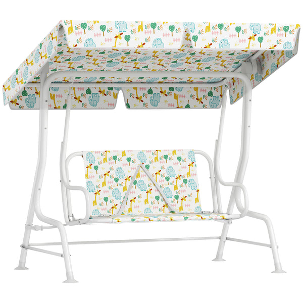 Dondolo per Bambini da Giardino a 2 Posti 112x75x120 cm con Cinture di Sicurezza Bianco acquista