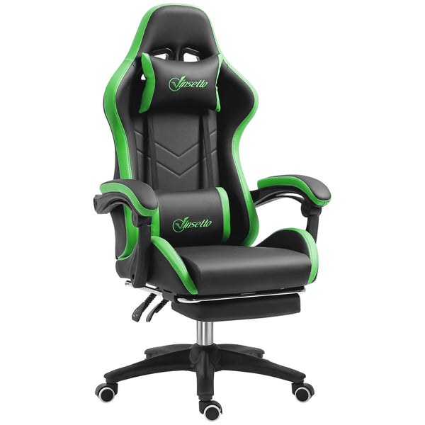 acquista Sedia da Gaming Altezza Regolabile e Schienale Reclinabile 65x65x121-129 cm Nero e Verde