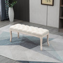 Panca Fondoletto Vintage Trapuntata a Bottoni 110x40x48 cm Tessuto Effetto Lino Beige 
