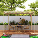 Gazebo da Giardino Pergola 298x297x221 cm con Tettuccio Retrattile  Viti e 8 Picchetti in Poliestere 180g e Metallo Cachi   