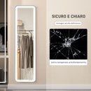 Specchio da Parete Touch con Illuminazione LED Regolabile 40x3x120 cm in Metallo Nero  