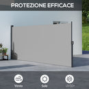 Tenda Laterale Retrattile 400x160 cm con Maniglia in Metallo Alluminio e Poliestere Grigio Chiaro    