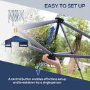 Gazebo Pieghevole con Pareti Estensibili Altezza Regolabile e Borsa con Ruote 5x3m  Blu